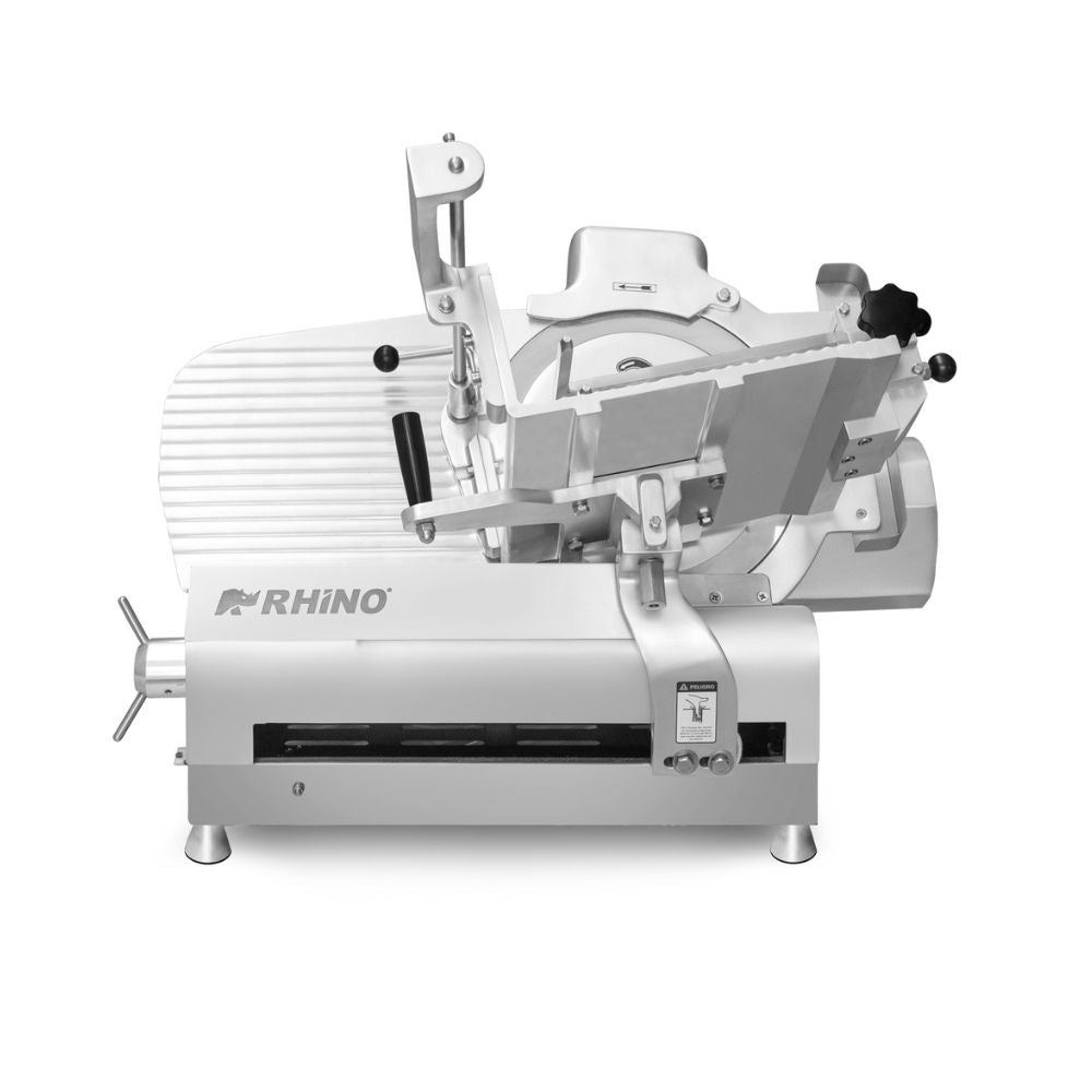 REBANADORA RHINO REBEN-350 | Rebanadora de Engranes para Carne Semi Congelada | Diámetro de Cuchilla: 350 mm | Restaurante Carnicería Cocina Industrial | Rebanadora de Carnes Frías Cortadora de Carne Embutidos Jamón Queso Industrial Automática Acero Inoxidable Carnicería Charcutería Cremería Restaurante Salchichonería