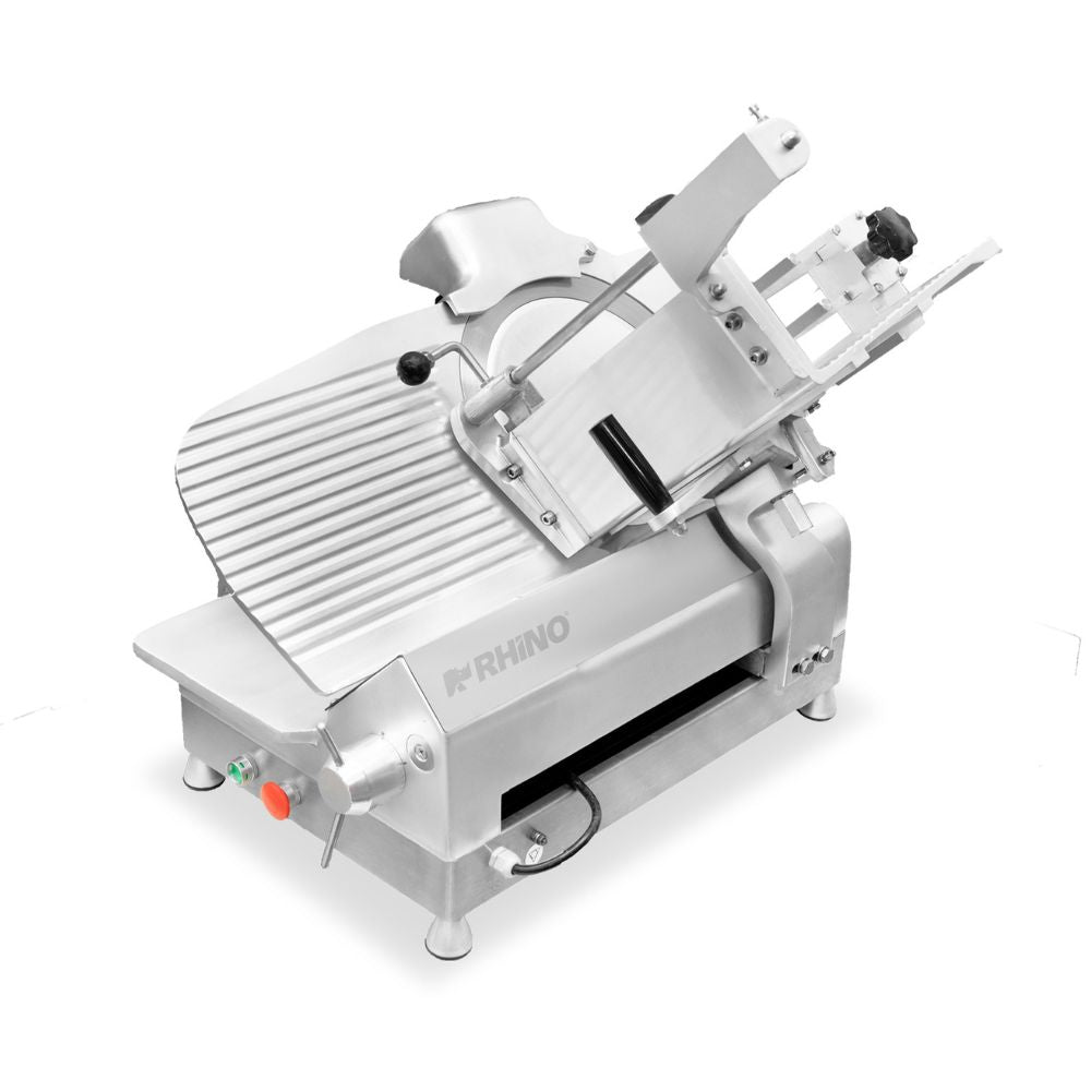 REBANADORA RHINO REBEN-350 | Rebanadora de Engranes para Carne Semi Congelada | Diámetro de Cuchilla: 350 mm | Restaurante Carnicería Cocina Industrial | Rebanadora de Carnes Frías Cortadora de Carne Embutidos Jamón Queso Industrial Automática Acero Inoxidable Carnicería Charcutería Cremería Restaurante Salchichonería