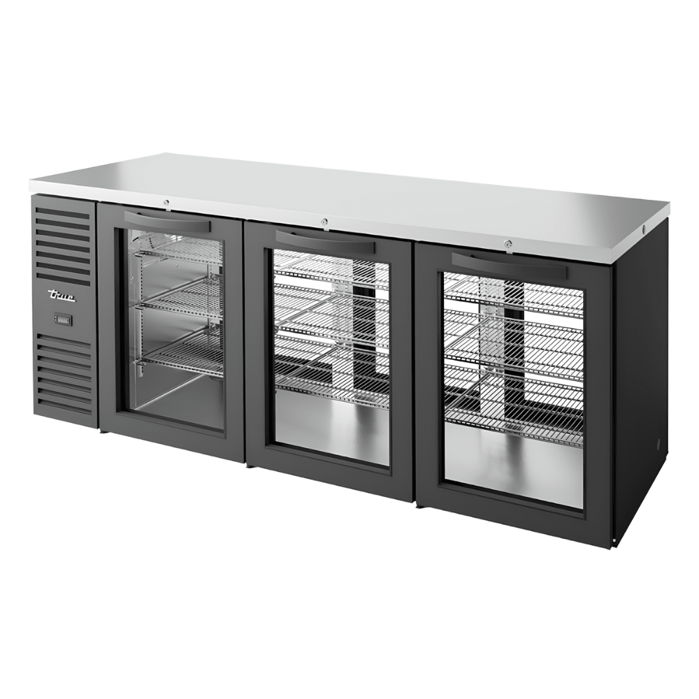 REFRIGERADOR BAJO BARRA TRUE TBR84-PTSZ1-L-B-GGG-GGG-1 | Refrigerador Bajo Barra | 3 Puertas | 9 Estantes | Restaurante Bar Cafetería | Refrigerador Contra Barra Cervecero Enfriador de Bebidas Bajo Barra Botellero Exhibidor Acero Inoxidable Bar Cantina Restaurante Cervecería Antro Negocio