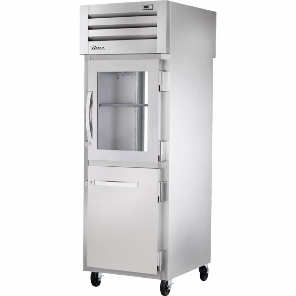 REFRIGERADOR TRUE STG1RPT-1HG/1HS-1G-HC | Refrigerador Vertical | 2 Medias Puertas Combinadas | Acero Inoxidable Aluminio | Cocina Cremería Comercios Restaurante Lácteos Industrial Cocina Cremería Comercios Insumos Carnicería Hotel Panadería Refresquero Latas Bar Abarrotes 