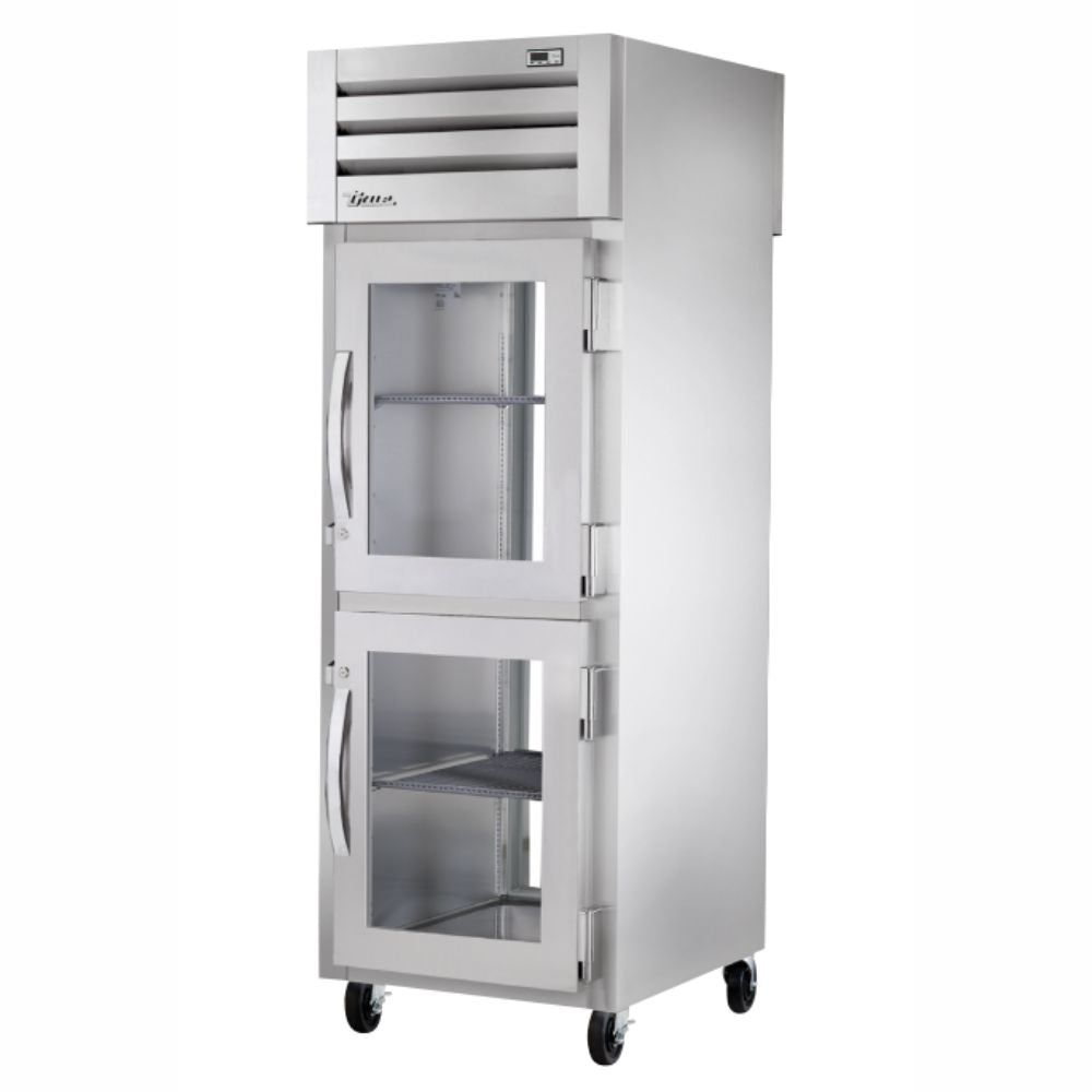 REFRIGERADOR TRUE STG1RPT-2HG-1G-HC | Refrigerador Vertical | 2 Medias Puertas Cristal | Acero Inoxidable Aluminio | Cocina Restaurante Industrial Restaurante Lácteos Industrial Cocina Cremería Comercios Insumos Carnicería Hotel Panadería Refresquero Latas Bar Abarrotes 