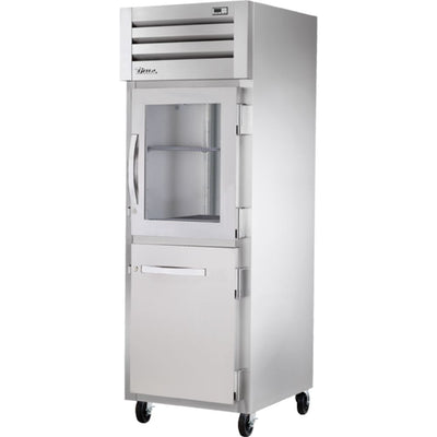 Refrigerador Vertical | 2 Medias Puertas Combinadas | Acero Inoxidable Aluminio | Restaurante Cocina Industrial Pastelería Panaderia Pasteleria Restaurante Cocina Industrial Banquetes Pan Masa Hoteles Cafeterías Estadios Arenas Empresas de Servicio Alimentación Caliente Alimentos  REFRIGERADOR TRUE STR1R-1HG/1HS-HC