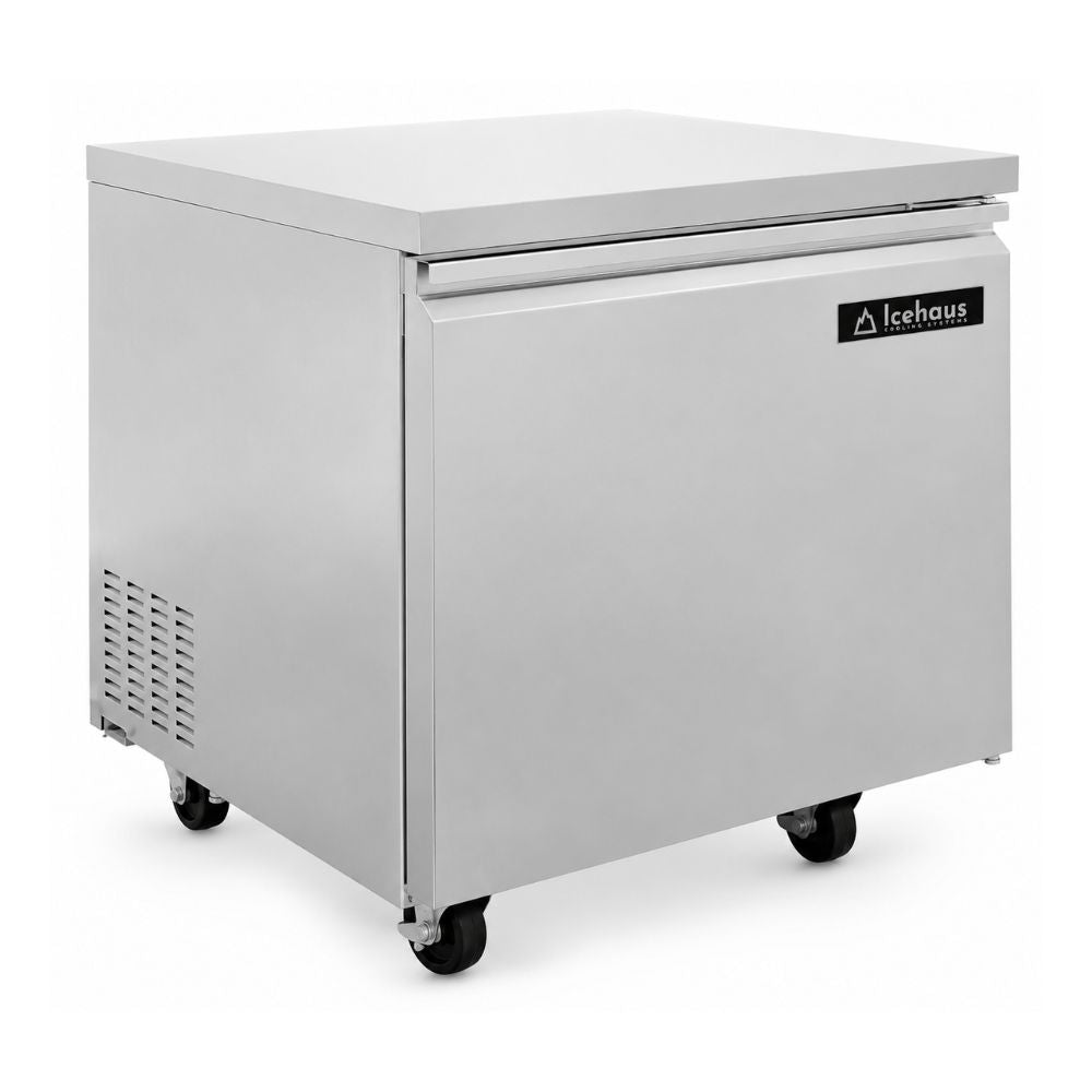Icehaus RBB-1P-SS-01 Bajo Barra Refrigerador 1 Puerta Solida 7 Pies-177 Litros | Mesa de Trabajo Refrigerada Refrigerador Bajo Mostrador Bajo Barra Conservador Cocina Fría Acero Inoxidable Restaurante Cafetería Cocina Industrial Bar Cremería Hotel