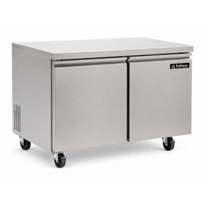 Icehaus RBB-2P-SS-01 Bajo Barra Refrigerador 2 Puerta Solida 11 Pies-388 Litros | Mesa de Trabajo Refrigerada Refrigerador Bajo Mostrador Bajo Barra Conservador Cocina Fría Acero Inoxidable Restaurante Cafetería Cocina Industrial Bar Cremería Hotel