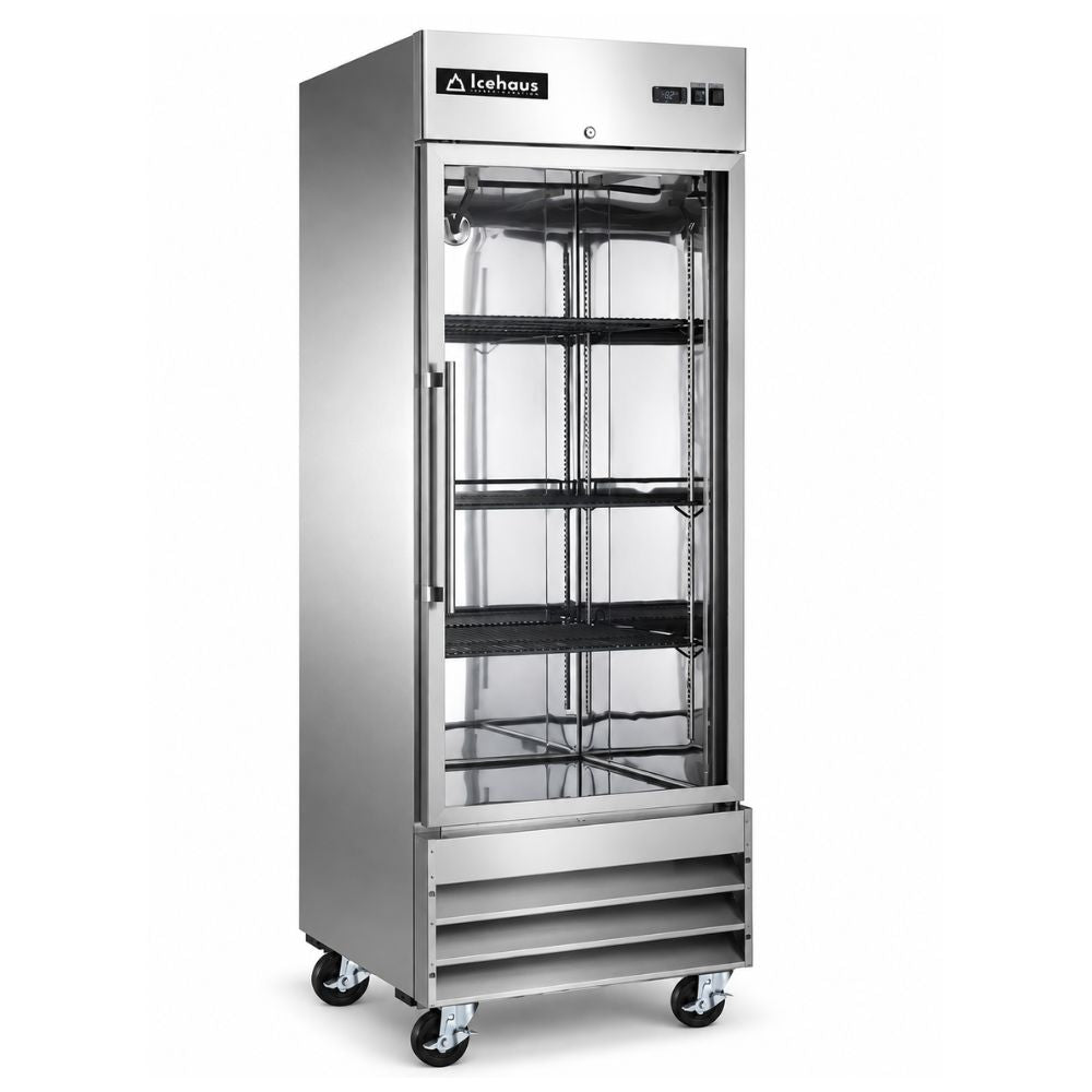 REFRIGERADOR ICEHAUS RV-1PC-SS-01 | Refrigerador Vertical Exhibidor 1 Cristal | 650 Litros | Acero Inoxidable | Bar Tiendas Carnicería Abarrotes | Refrigerador Vertical Comercial Conservador Enfriador Exhibidor de 1 2 3 Puertas Acero Inoxidable Restaurante Cocina Industrial Cremería Carnicería Abarrotes Hotel Negocio