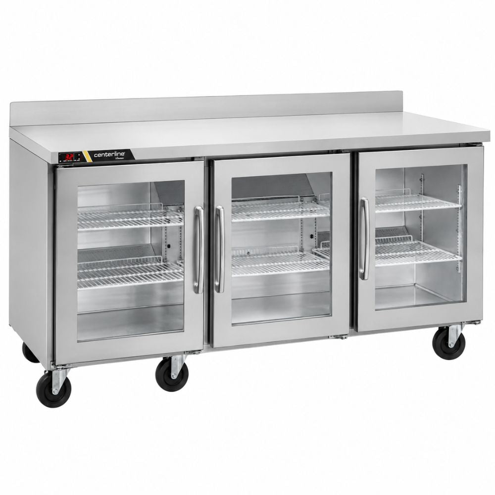 REFRIGERADOR MESA DE TRABAJO CENTERLINE CLUC-72R-GD-WTLLL | Refrigerador Mesa de Trabajo Bajo Barra | 18.80 Pies Cúbicos | 3 Puertas Cristal | Acero Inoxidable | Bistró Hotel Bar | Refrigerador Contra Barra Cervecero Enfriador de Bebidas Bajo Barra Botellero Exhibidor Acero Inoxidable Bar Cantina Restaurante Cervecería Antro Negocio