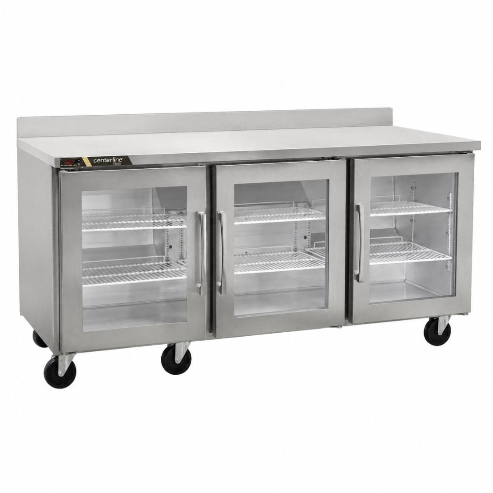REFRIGERADOR MESA DE TRABAJO CENTERLINE CLUC-72R-GD-WTLRR | Refrigerador Mesa de Trabajo Bajo Barra | 18.80 Pies Cúbicos | 3 Puertas Cristal | Acero Inoxidable | Bistró Hotel Bar | Refrigerador Contra Barra Cervecero Enfriador de Bebidas Bajo Barra Botellero Exhibidor Acero Inoxidable Bar Cantina Restaurante Cervecería Antro Negocio