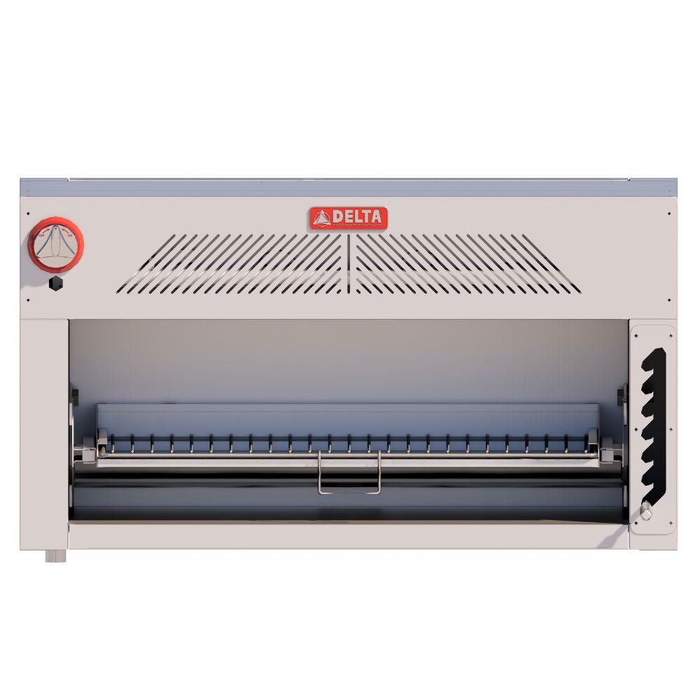 SALAMANDRA DELTA CHEESTAR ISE-CG | Salamandra 83 cm Capacidad de 2 Platos | Gas | Parrilla Niquelada | para Gratinar | Gratinadora Alimentos Quesos Fundidos Molletes Lasagna Lasaña Pizza Restaurante Banquetes Buffet Bistro