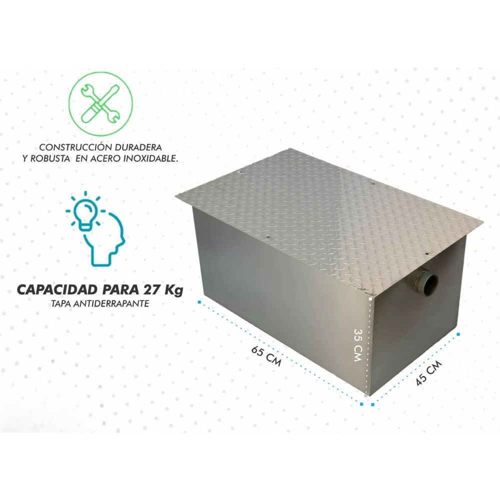 TRAMPA DE GRASA MINDEJAL MLM1582113316 | Trampa para Grasa | 27 Kg | Acero Inoxidable | Cocina Industrial Restaurante Cafetería Comedor Grasa Restaurante Cafeteria Bar Limpieza Para Loza 