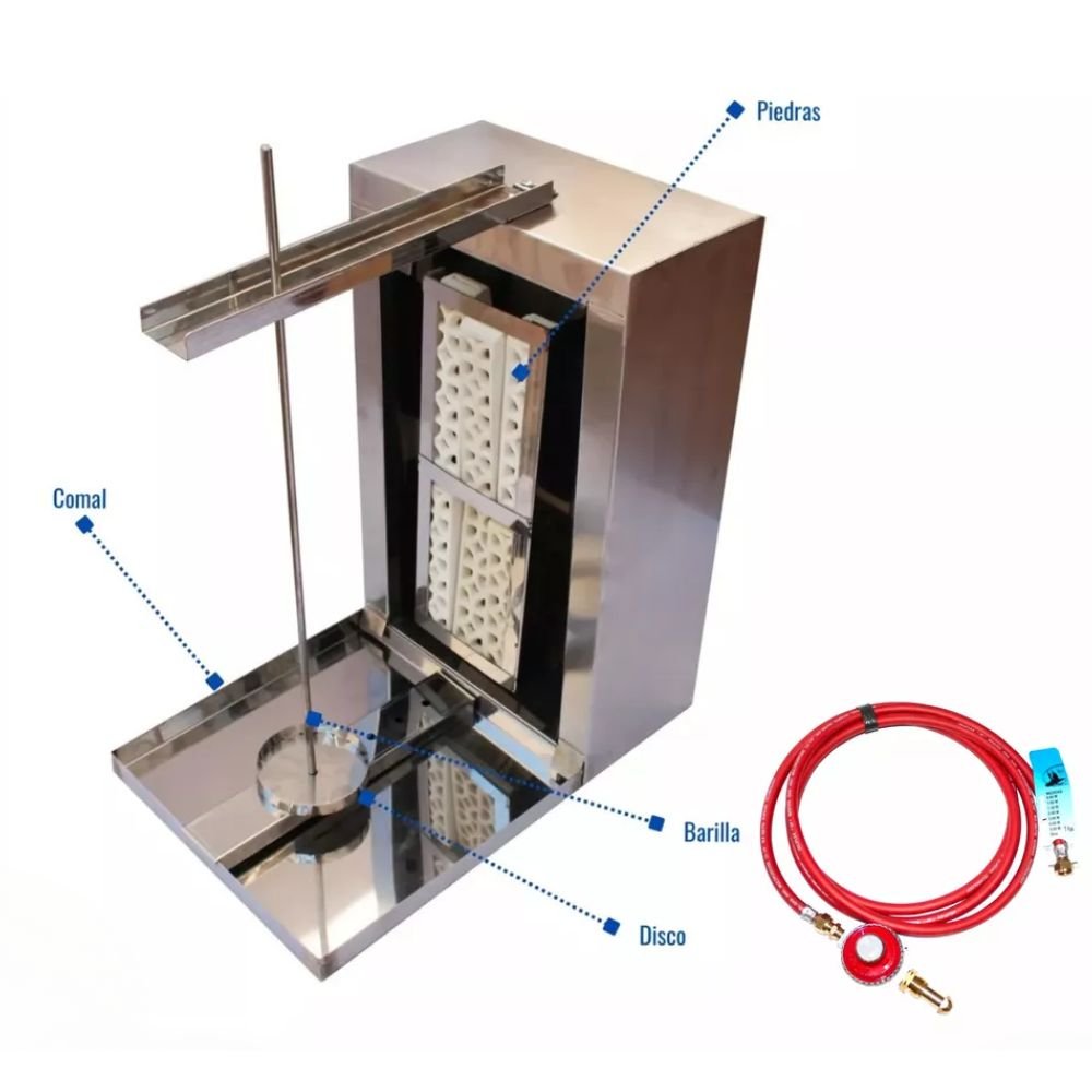 TROMPO PASTORERO MINDEJAL MLM2289345448 | Trompo Pastorero Tipo Doneraky | 6 Piedras | Acero Inoxidable | Taquería Restaurante Restaurante Cocina Comedor Industriales Asar Negocio Autoservicio Food Truck Tacos Pastor Pastorero Doneraky