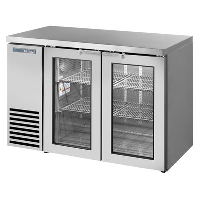 Refrigerador Contra Barra True TBB24-48-2G-Z1-SFT-S-1, en acero inoxidable.