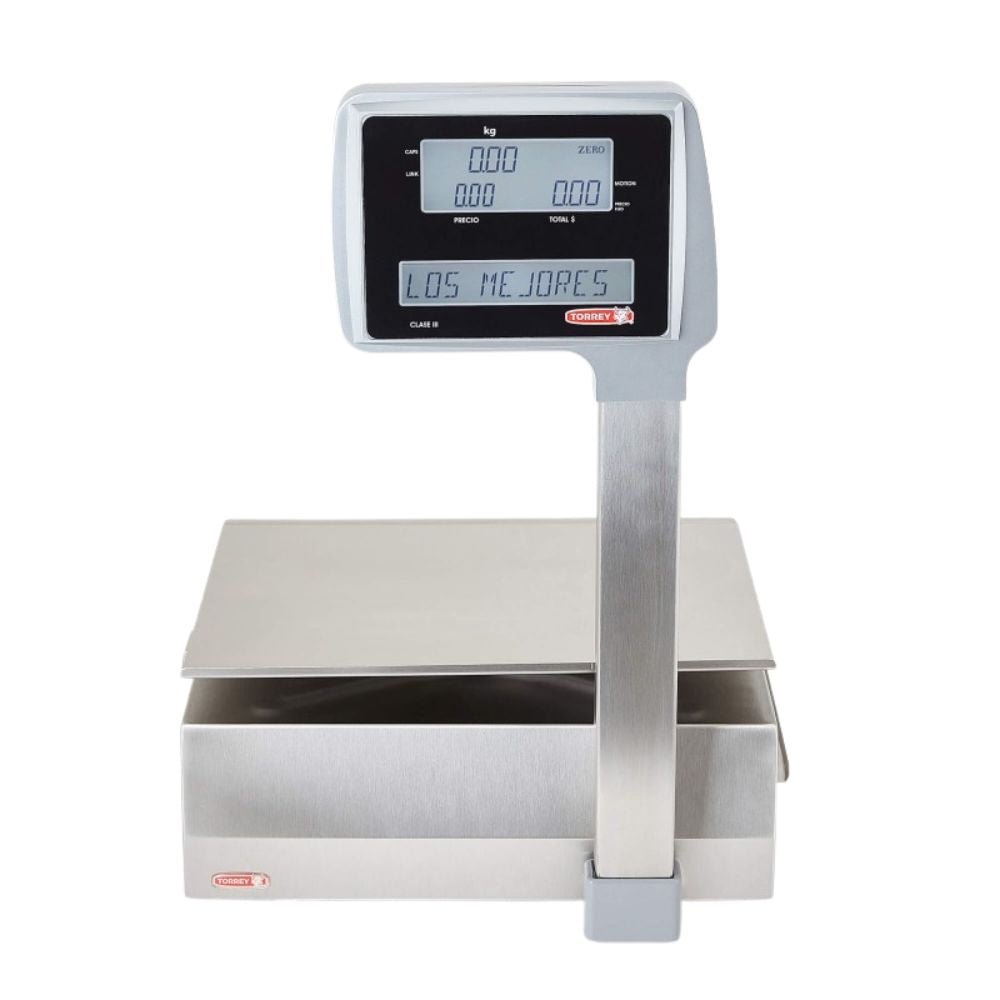 BÁSCULA ETIQUETADORA TORREY 0W-LABEL40 | Báscula Electrónica Etiquetadora | Acero Inoxidable | Carniceria Tienda Abarrotes Super Mercado Basculas Mostrador Restaurantes Pesar Tianguis Restaurante Verduras Carnes Colgantes Plataforma Carniceria Cremeria Contadora Cargar Colgante 