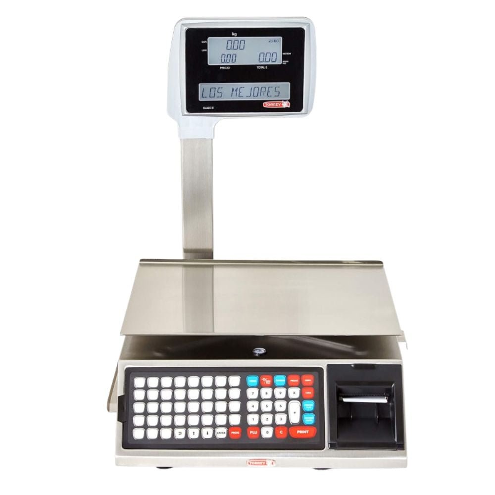 BÁSCULA ETIQUETADORA TORREY 0W-LABEL40 | Báscula Electrónica Etiquetadora | Acero Inoxidable | Carniceria Tienda Abarrotes Super Mercado Basculas Mostrador Restaurantes Pesar Tianguis Restaurante Verduras Carnes Colgantes Plataforma Carniceria Cremeria Contadora Cargar Colgante 