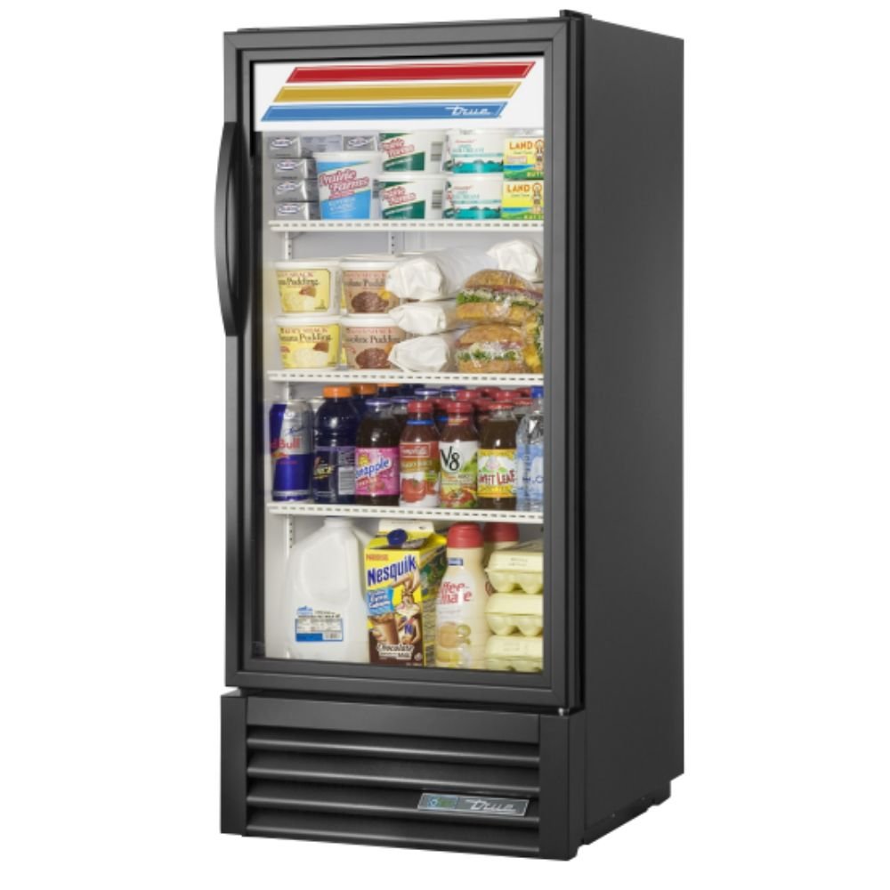 True GDM-10-HC~TSL01 Refrigerador Exhibidor Vertical 1 Puerta Cristal 3 Parrillas -  - True - KitchenMax Store