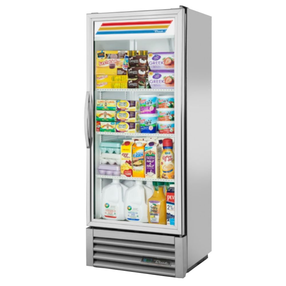 True GDM-12-HC~TSL01 Refrigerador Exhibidor Vertical 1 Puerta Cristal 3 Parrillas -  - True - KitchenMax Store