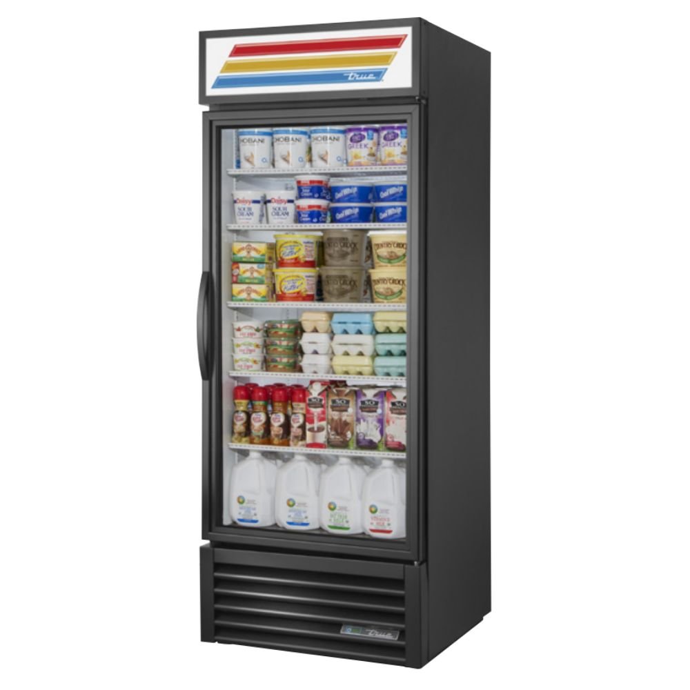 True GDM-26-HC~TSL01 Refrigerador Exhibidor Vertical 1 Puerta Cristal 5 Parrillas -  - True - KitchenMax Store