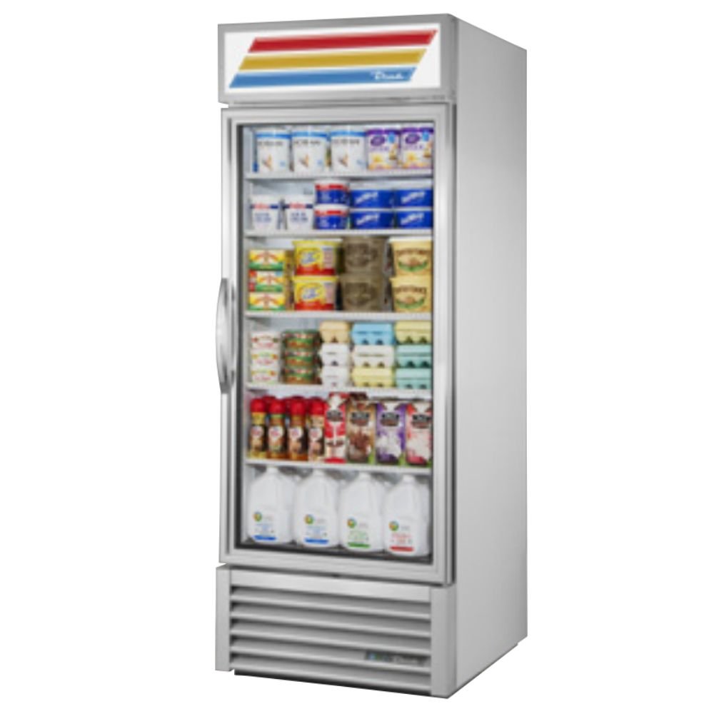 True GDM-26-HC~TSL01 Refrigerador Exhibidor Vertical 1 Puerta Cristal 5 Parrillas -  - True - KitchenMax Store