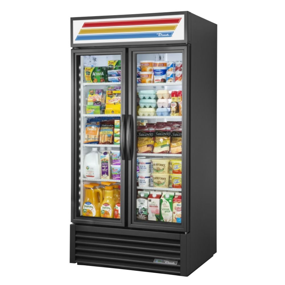 True GDM-35-HC~TSL01 Refrigerador Exhibidor Vertical 2 Puertas Cristal 8 Parrillas -  - True - KitchenMax Store