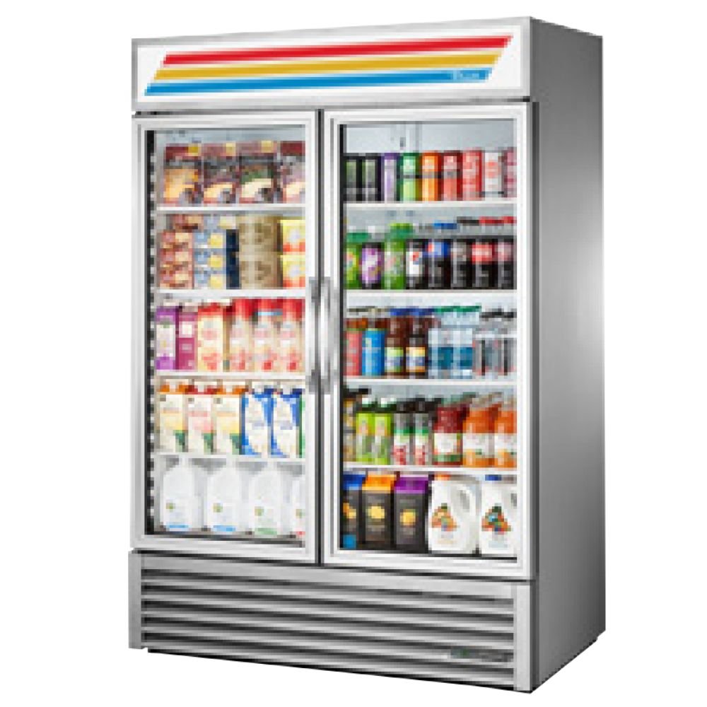 True GDM-49-HC~TSL01 Refrigerador Exhibidor Vertical 2 Puertas Cristal 8 Parrillas -  - True - KitchenMax Store