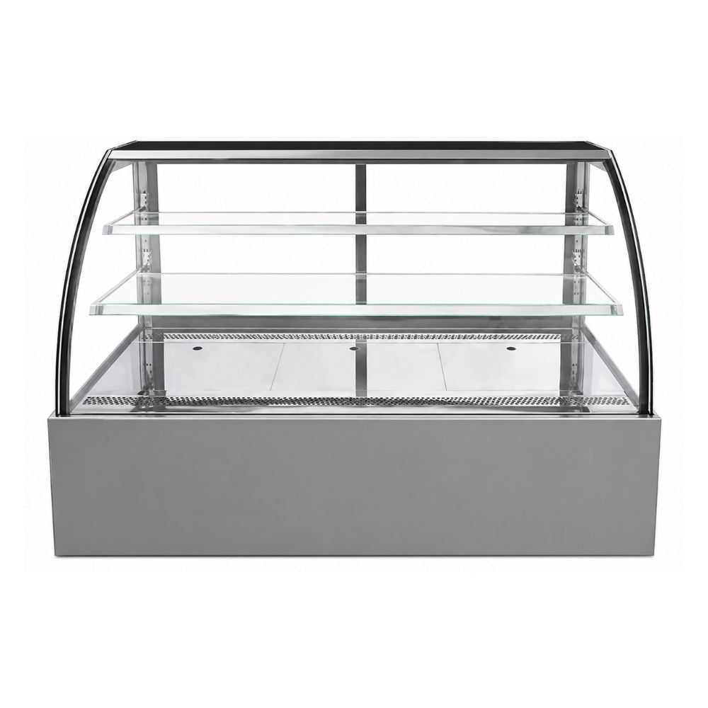 VITRINA DRAGO VPC-180 | Vitrina Pastelera Curva | 11.5 ft3 - 325 Litros | Hoteles Heladerías Bistrós | Vitrina Refrigerada Exhibidora Exhibidor de Pasteles Postres Vitrina de Mostrador Cristal Curvo Acero Inoxidable Pastelería Cafetería Cremería Carnicería Restaurante Supermercado