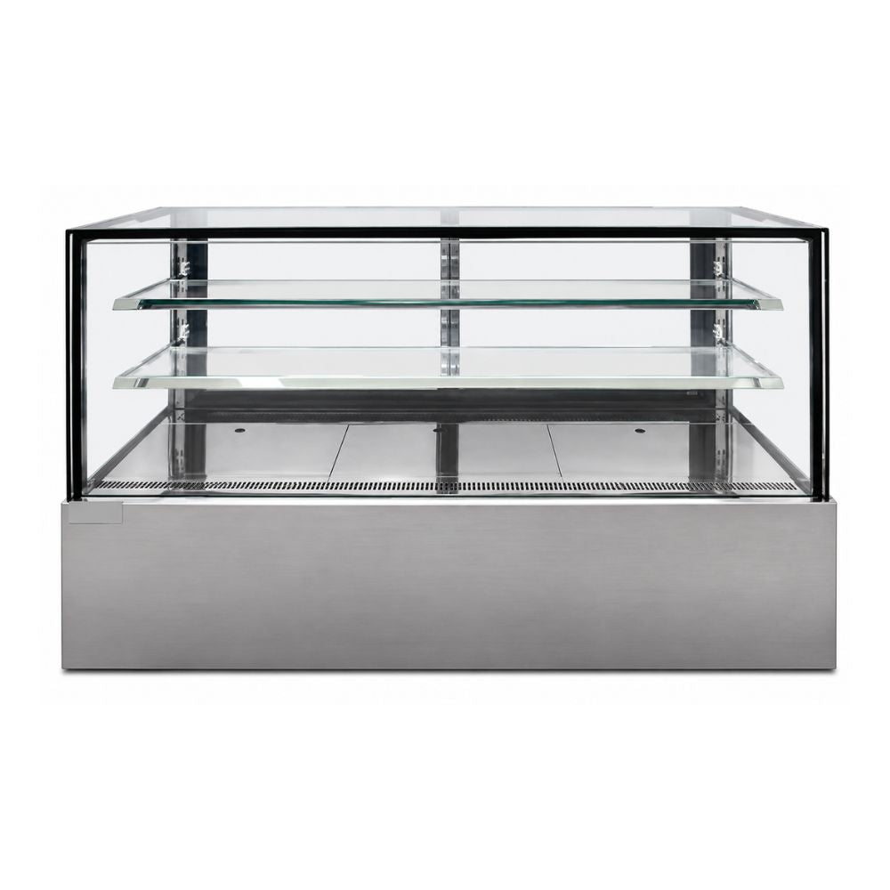 VITRINA DRAGO VPP-180 | Vitrina Pastelera Plana | 15.9 ft3 - 450.7 Litros | Pastelerías Reposterías Cafeterías | Vitrina Refrigerada Exhibidora Exhibidor de Pasteles Postres Vitrina de Mostrador Cristal Curvo Acero Inoxidable Pastelería Cafetería Cremería Carnicería Restaurante Supermercado