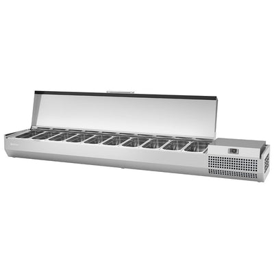 VITRINA INFRICO VIP1740 1/3T | Vitrina Counter Top para Ingredientes | 48 Litros | Cristal Curvo | Acero Inoxidable | Super Mercado Comida Rápida Negocio Alimentos Cafetería Restaurante Bares Tiendas Convivencia Pastelerías Panadería  Supermercado Establecimiento Servicios Alimentos Para Ensaladas Sándwiches Bebidas Postres Pasteles  Supermercado Establecimiento Servicios Alimentos Ambientada