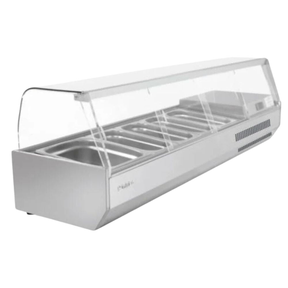 VITRINA INFRICO VIP2300 1/3C | Vitrina Counter Top para Ingredientes | 97 Litros | Cristal Curvo | Acero Inoxidable | Super Mercado Comida Rápida Negocio Departamental Alimentos Cafetería Restaurante Bares Tiendas Convivencia Pastelerías Panadería  Supermercado Establecimiento Servicios Alimentos Para Ensaladas Sándwiches Bebidas Postres Pasteles  Supermercado Establecimiento Servicios Alimentos Carnicería Cremería Para Carne Lácteos