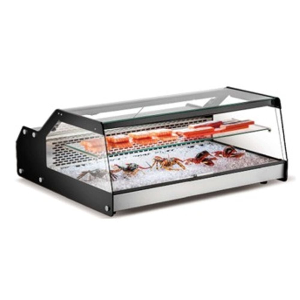 VITRINA MIGSA CW-128 | Vitrina Refrigerada Sobre Mostrador | Cristal Recto | Supermercado Establecimiento Servicios Alimentos Carniceria Cremeria Para Carne Lacteos 