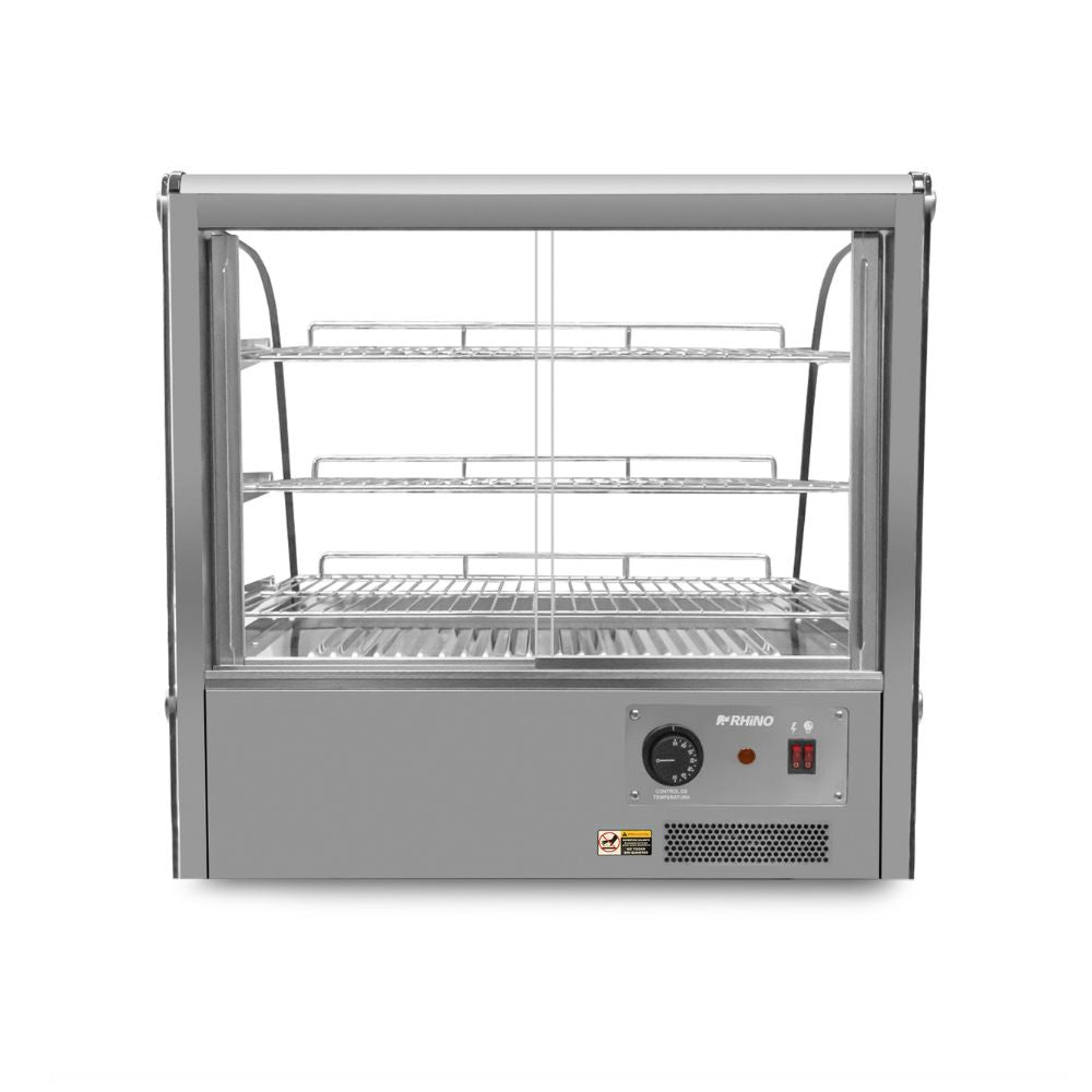 VITRINA RHINO VICAMO-120L | Vitrina Caliente Sobre Mostrador | Frente 57.8 cm | Capacidad 120 L | Buffet Restaurante Cafetería | Vitrina Caliente Exhibidor de Alimentos Calientes Mantenedor Térmica Acero Inoxidable Restaurante Cafetería Buffet Cine Tienda de Conveniencia Negocio