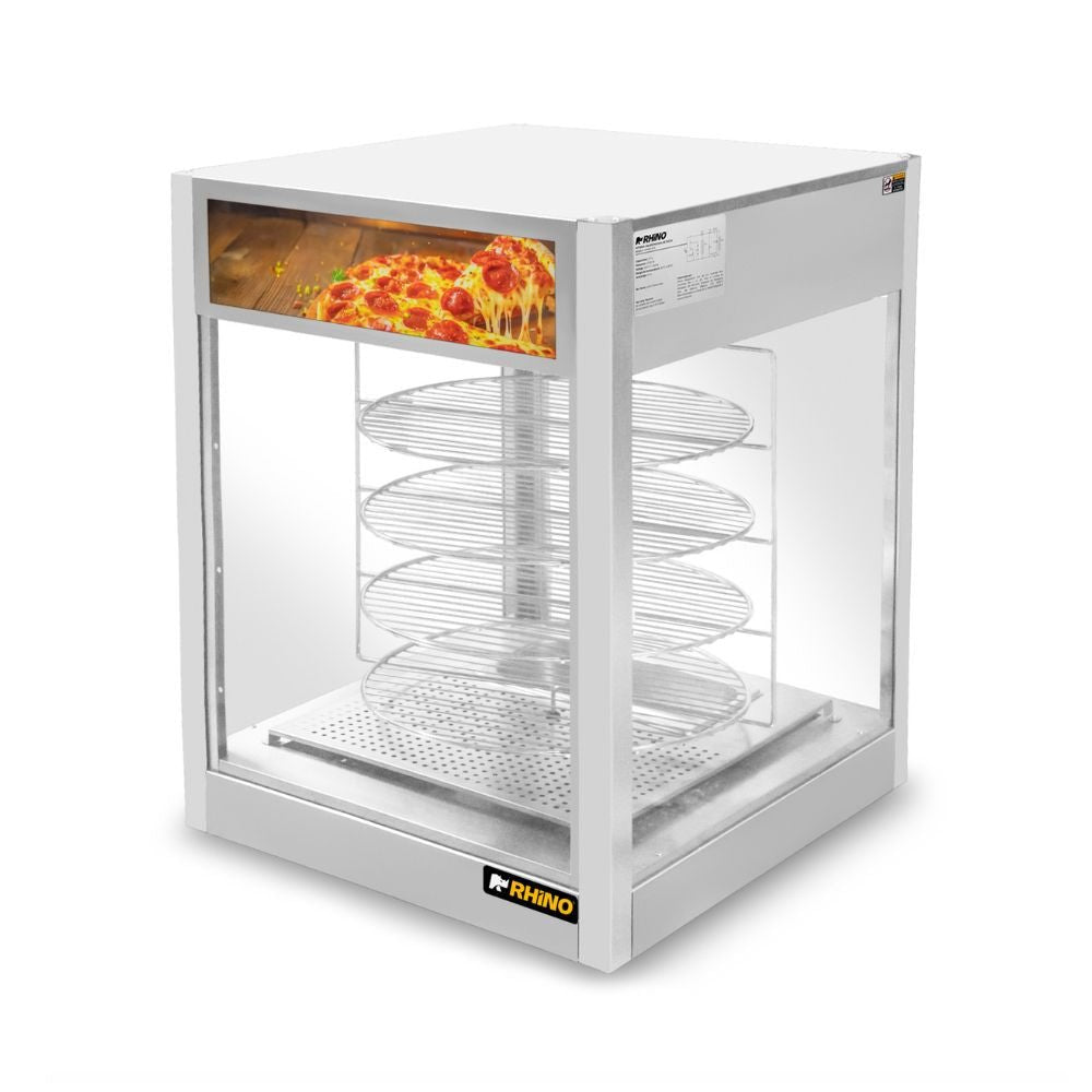 VITRINA RHINO VICAPI-177L | Vitrina Calentadora de Pizza | Frente 64.3 cm | Capacidad 177 L | Pizzería Cinema Cafetería | Vitrina Caliente Exhibidor de Alimentos Calientes Mantenedor Térmica Acero Inoxidable Restaurante Cafetería Buffet Cine Tienda de Conveniencia Negocio