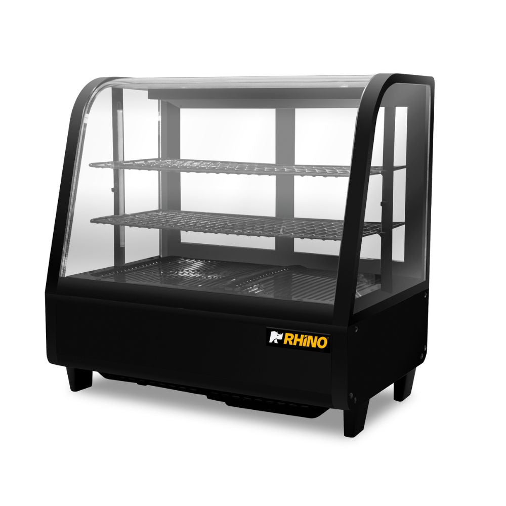 VITRINA RHINO VIREMO-100 | Vitrina Refrigerada de Mostrador | Frente 68.2 cm | Capacidad 76 Litros Netos / 100 L Brutos | Cafetería Pastelería Restaurante | Vitrina Sobre Mostrador Exhibidor Refrigerada o Neutra Acero Inoxidable Cafetería Pastelería Restaurante Tienda de Conveniencia Cremería Negocio