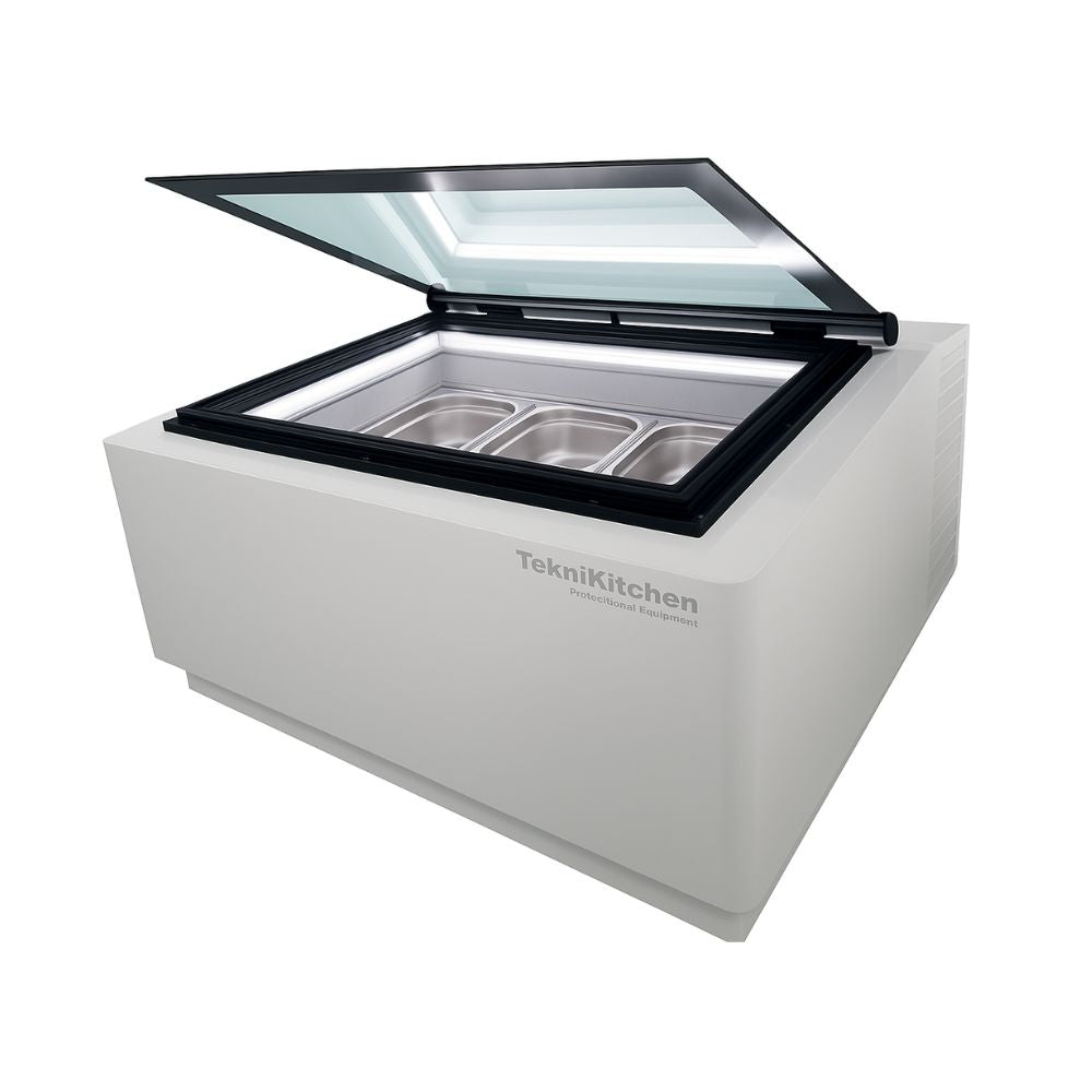 VITRINA SINERGIAS TEKNIKITCHEN TKNS03 | Vitrina Expositora de Gelato Empotrable / Freestanding | Frente 67 cm | Para 3 Insertos de 5 L | Paletería Nevería Negocio