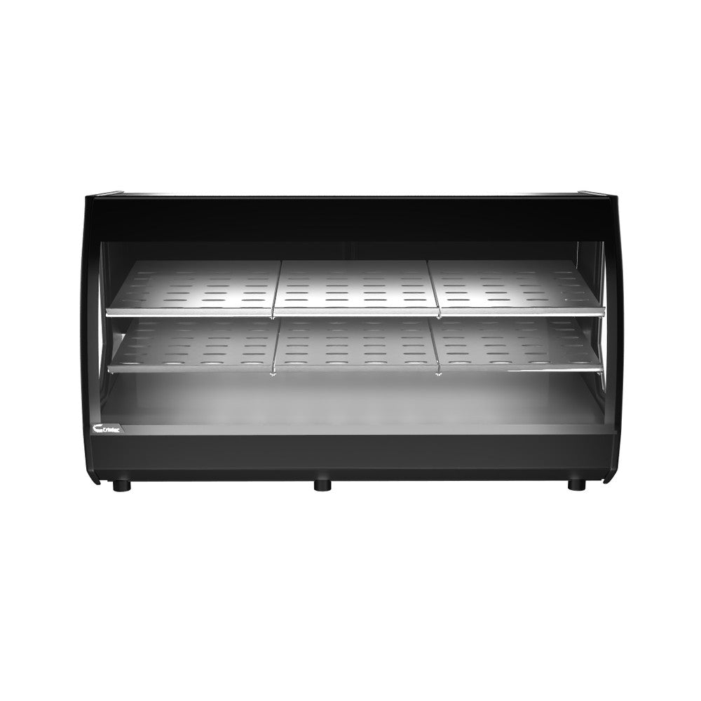 Vitrina Criotec VCC-200, vitrina curva refrigerada de mostrador de 200 cm, con charolas de acero inoxidable.