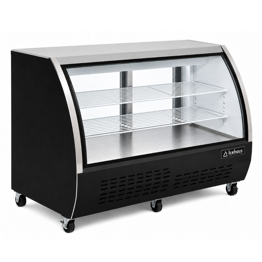 VITRINA ICEHAUS VCI-120 | Vitrina Cremería | 16 ft3 - 440 Litros | Cremería Negocio Abarrotes Vitrina Refrigerada Exhibidora Exhibidor de Pasteles Postres Vitrina de Mostrador Cristal Curvo Acero Inoxidable Pastelería Cafetería Cremería Carnicería Restaurante Supermercado