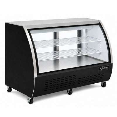 VITRINA ICEHAUS VCI-120 | Vitrina Cremería | 16 ft3 - 440 Litros | Cremería Negocio Abarrotes Vitrina Refrigerada Exhibidora Exhibidor de Pasteles Postres Vitrina de Mostrador Cristal Curvo Acero Inoxidable Pastelería Cafetería Cremería Carnicería Restaurante Supermercado