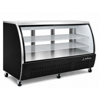 VITRINA ICEHAUS VCI-120 | Vitrina Cremería | 16 ft3 - 440 Litros | Cremería Negocio Abarrotes Vitrina Refrigerada Exhibidora Exhibidor de Pasteles Postres Vitrina de Mostrador Cristal Curvo Acero Inoxidable Pastelería Cafetería Cremería Carnicería Restaurante Supermercado