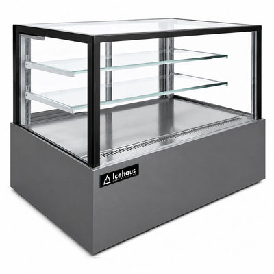 VITRINA DRAGO VPP-150 | Vitrina Pastelera Plana | 11.4 ft3 - 325 Litros | Pastelerías Reposterías Cafeterías | Vitrina Refrigerada Exhibidora Exhibidor de Pasteles Postres Vitrina de Mostrador Cristal Curvo Acero Inoxidable Pastelería Cafetería Cremería Carnicería Restaurante Supermercado