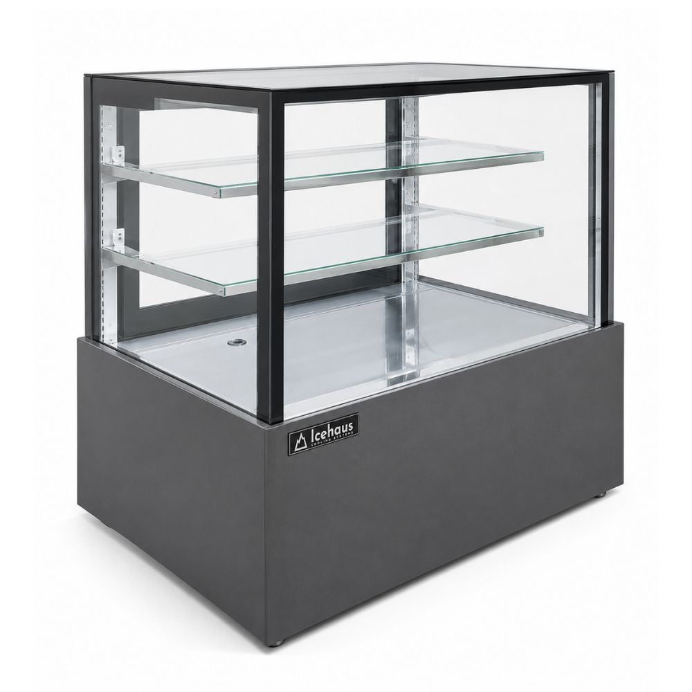 VITRINA DRAGO VPP-150 | Vitrina Pastelera Plana | 11.4 ft3 - 325 Litros | Pastelerías Reposterías Cafeterías | Vitrina Refrigerada Exhibidora Exhibidor de Pasteles Postres Vitrina de Mostrador Cristal Curvo Acero Inoxidable Pastelería Cafetería Cremería Carnicería Restaurante Supermercado