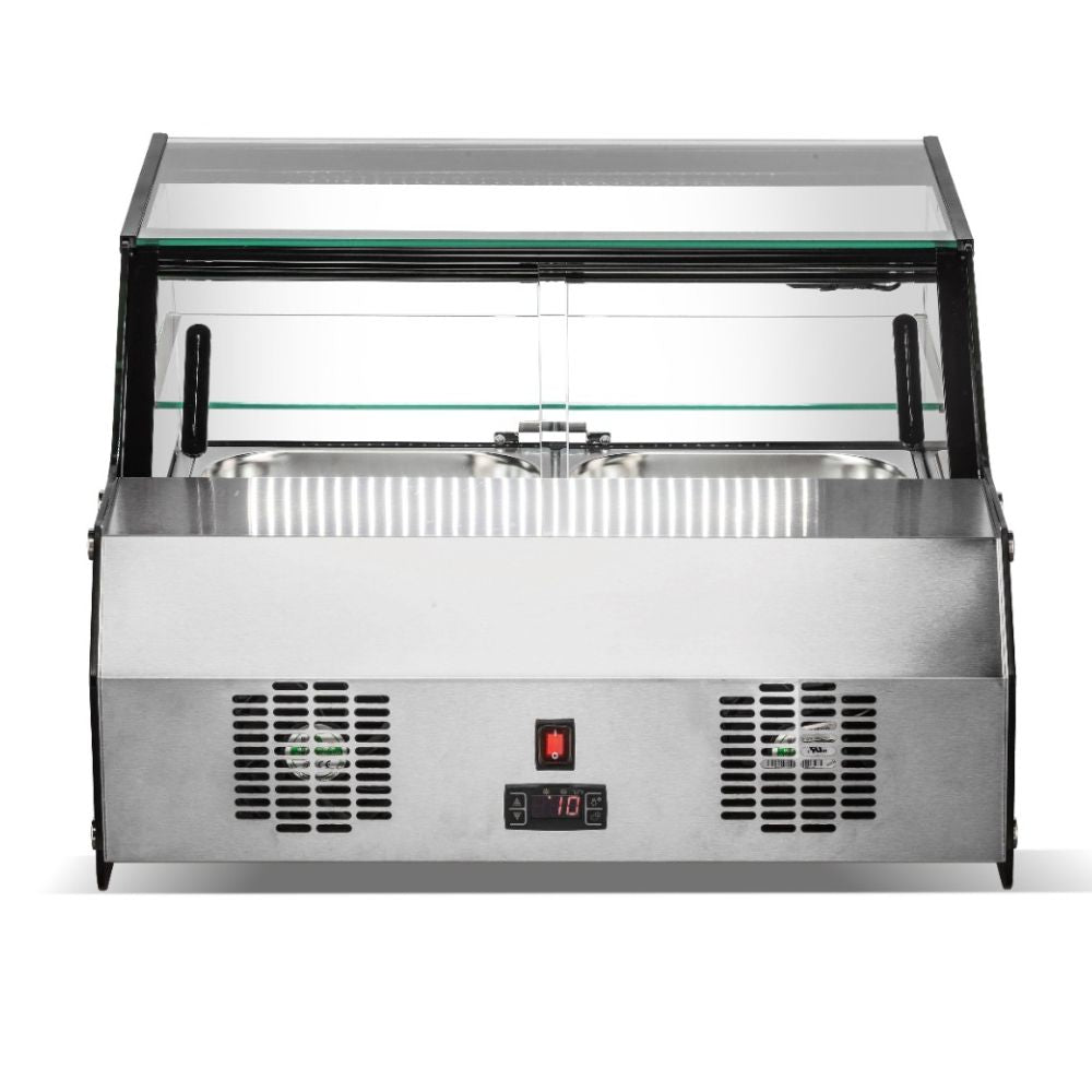 VITRINA MIGSA CW-128 | Vitrina Refrigerada Sobre Mostrador | Cristal Recto | Super Mercado | Vitrina Sobre Mostrador Exhibidor Refrigerada o Neutra Acero Inoxidable Cafetería Pastelería Restaurante Tienda de Conveniencia Cremería Negocio