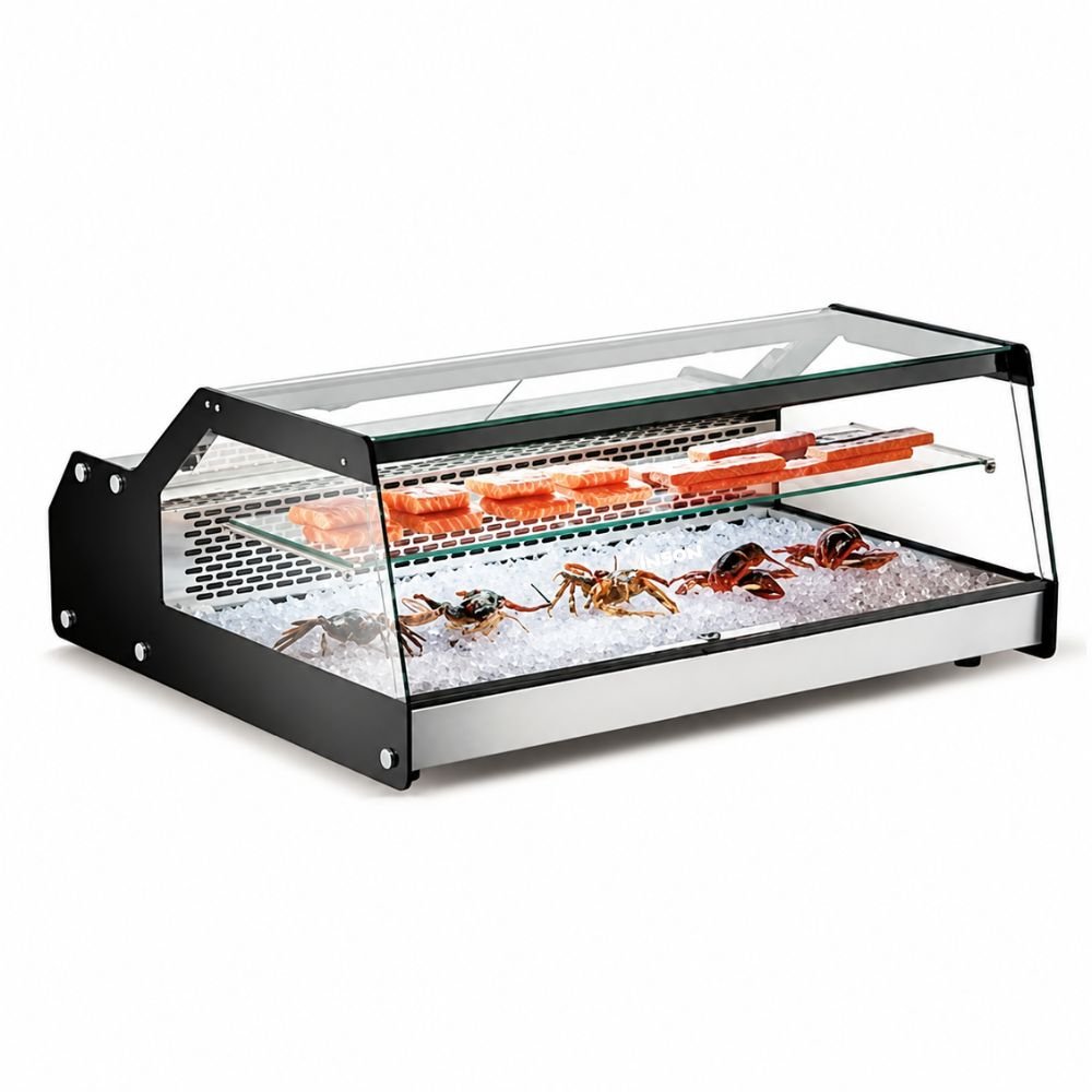 VITRINA MIGSA CW-128 | Vitrina Refrigerada Sobre Mostrador | Cristal Recto | Super Mercado | Vitrina Sobre Mostrador Exhibidor Refrigerada o Neutra Acero Inoxidable Cafetería Pastelería Restaurante Tienda de Conveniencia Cremería Negocio