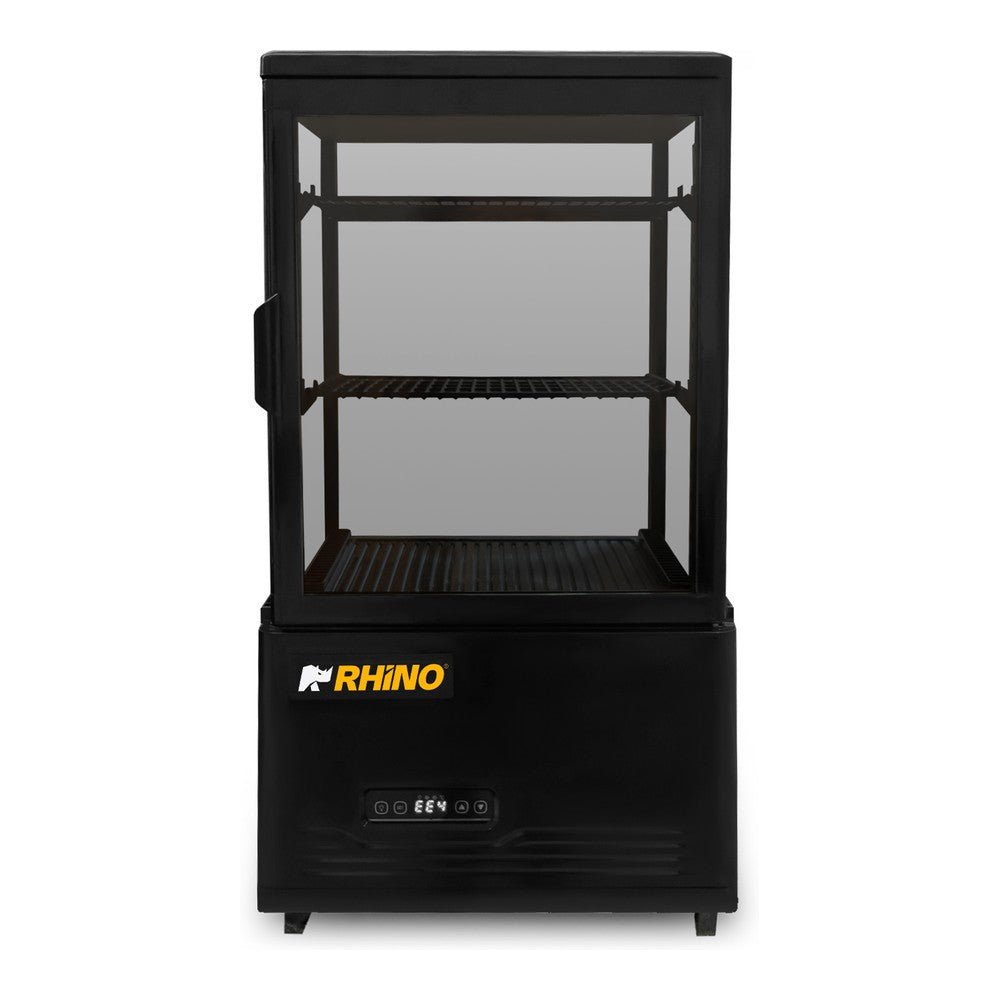 VITRINA REFRIGERADA RHINO VIVEPA-2 | Vitrina Refrigerada Vertical Panorámica | Capacidad 60 L | 4 Lados de Vidrio | Cafetería Pastelería Tienda