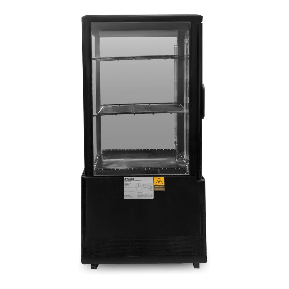 VITRINA REFRIGERADA RHINO VIVEPA-2 | Vitrina Refrigerada Vertical Panorámica | Capacidad 60 L | 4 Lados de Vidrio | Cafetería Pastelería Tienda