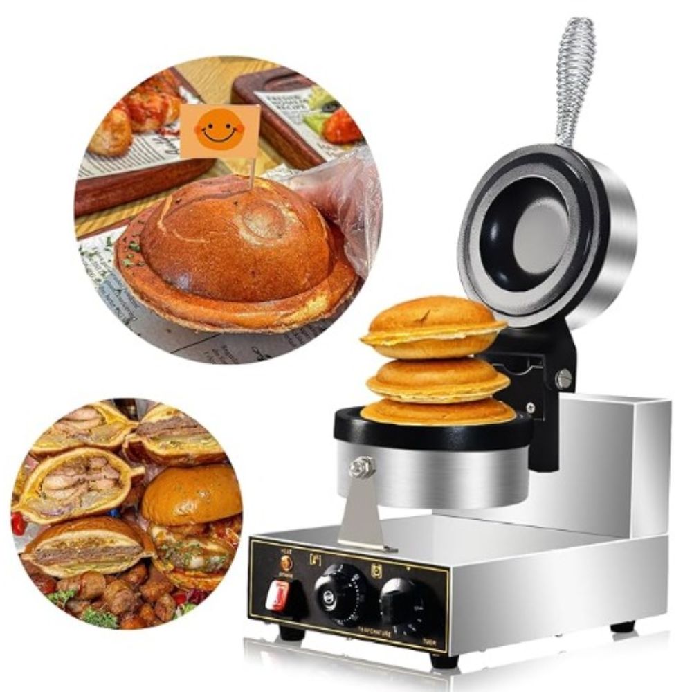 WAFFLERA MIGSA WTB1 | Waflera Tipo Platillo (UFO BURGER) o Helado | Eléctrica | Acero Inoxidable | Plato en Fundición con Teflón | Gofres Wafleras Desayunador Ambientada