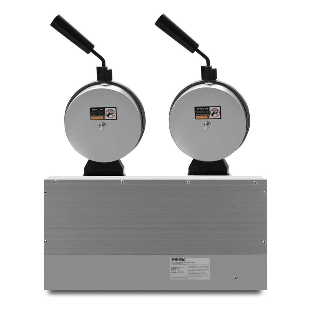 WAFFLERA RHINO WABE-2400 | Wafflera Belga Doble| Giratoria | Acero Inoxidable | Cafetería Restaurante Cocina Industrial | Wafflera Gofrera Máquina de Waffles Gofres Taiyaki Crepaletas Snacks Postres Acero Inoxidable Cafetería Crepería Heladería Panadería Restaurante Eventos Negocio