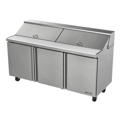 MESA REFRIGERADA ASBER APTS-72-18-D2 P HC | Mesa De Preparación Con Refrigerante | Ensaladas | Acero Inoxidable | 2 Puertas | 2 Cajones | Supermercados Restaurantes | Mesa de Preparación Refrigerada Mesa Fría de Trabajo Mega Top Pizza Ensaladas Sándwiches Ingredientes Acero Inoxidable Supermercados Restaurantes Cocina Industrial Cremería