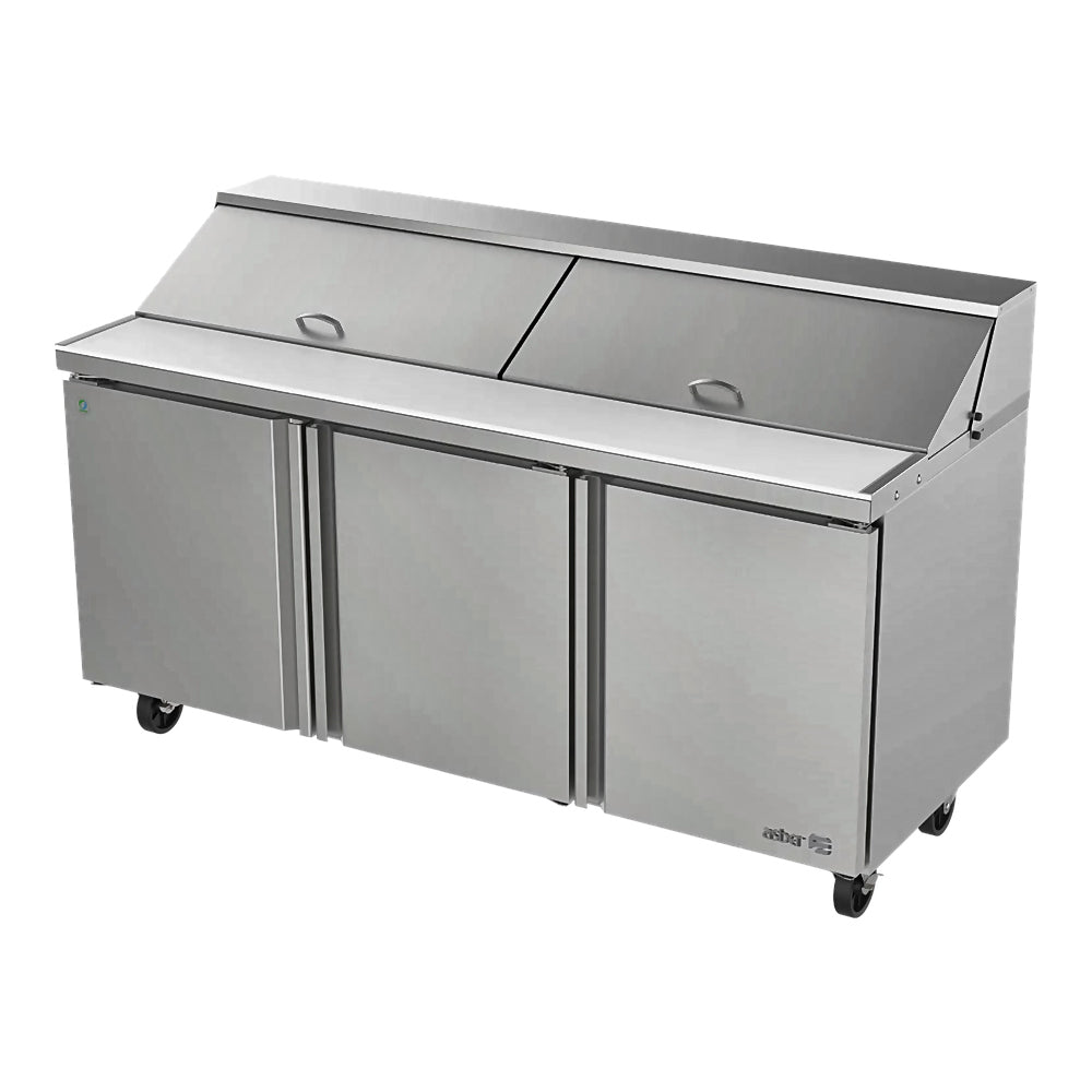 MESA REFRIGERADA ASBER APTS-72-18-D4 P HC | Mesa De Preparación Con Refrigerante | Ensaladas | Acero Inoxidable | 1 Puerta | 4 Cajones | Supermercados Restaurantes
