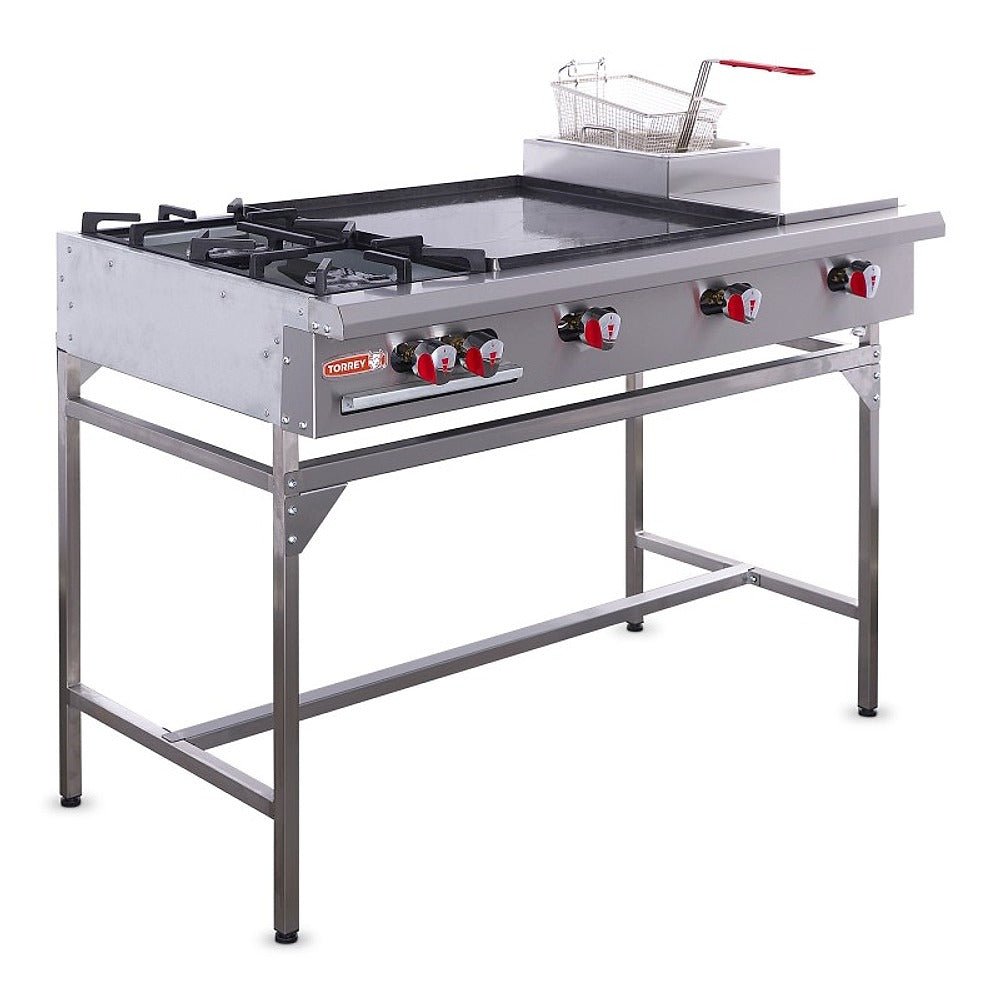 ESTACIÓN DE COCCIÓN TORREY EMJ-1200 CQEMJ120042 | Estación Mix Parrilla Plancha Freidor | Restaurante Cocina Industrial Taquería
