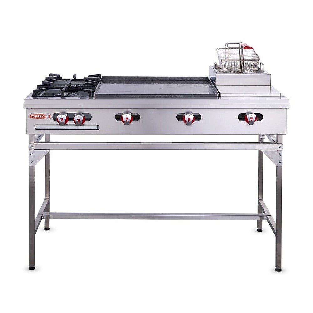 ESTACIÓN DE COCCIÓN TORREY EMJ-1200 CQEMJ120042 | Estación Mix Parrilla Plancha Freidor | Restaurante Cocina Industrial Taquería