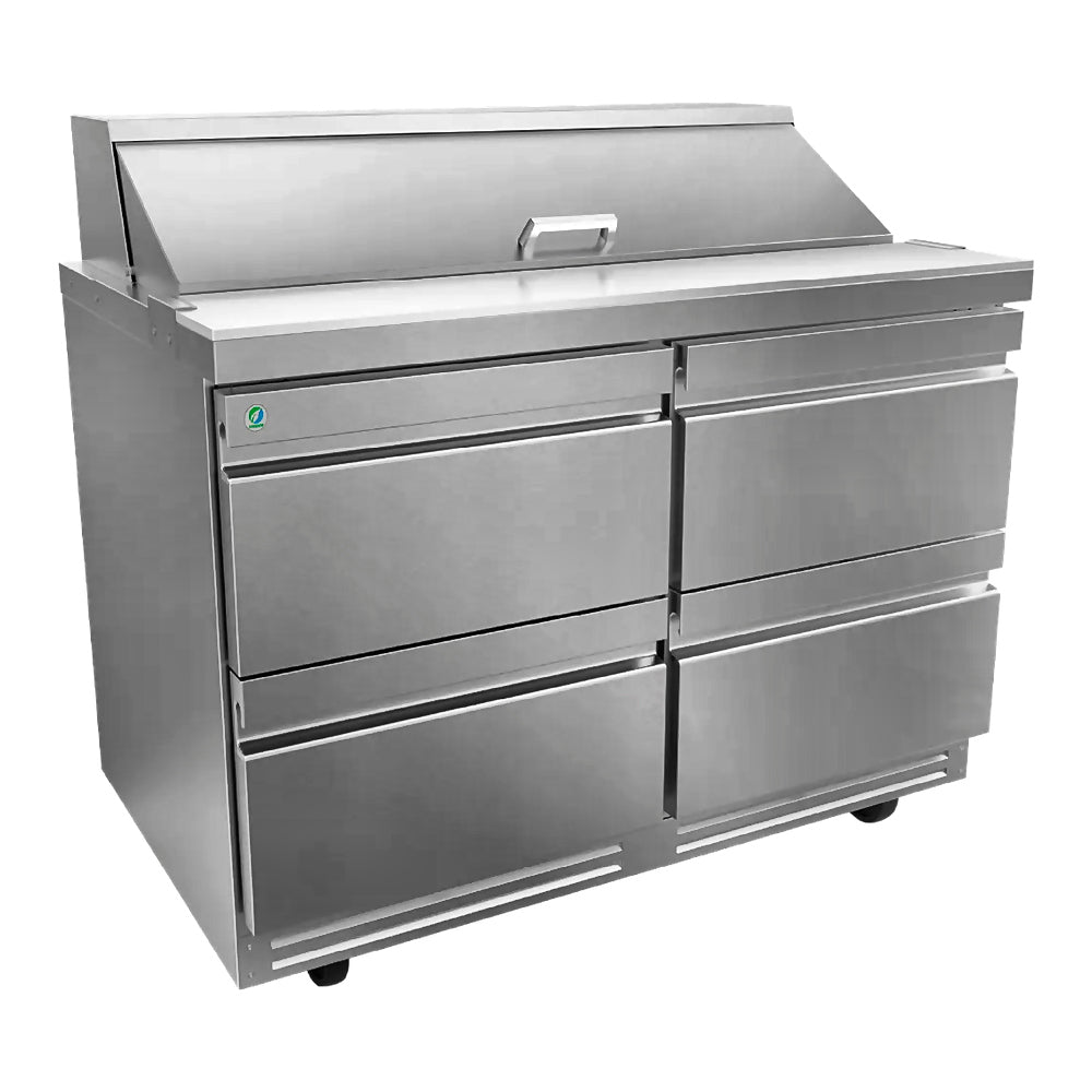 MESA REFRIGERADA ASBER APTS-48-12-D2 P HC | Mesa De Preparación Con Refrigerante | Ensaladas | Acero Inoxidable | 1 Puerta | 2 Cajones | Supermercados Restaurantes