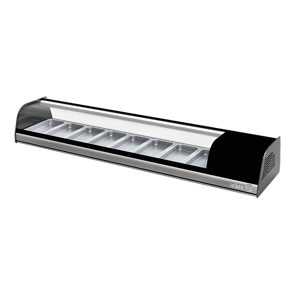 VITRINA REFRIGERADA ASBER ACTC-69 HC | Vitrina Sobre Mostrador | Para Tapas | 8 Insertos GN-1/3 Incluidos | 0.7 Pies Cubicos | 2 Puertas | Acero Inoxidable | Restaurante